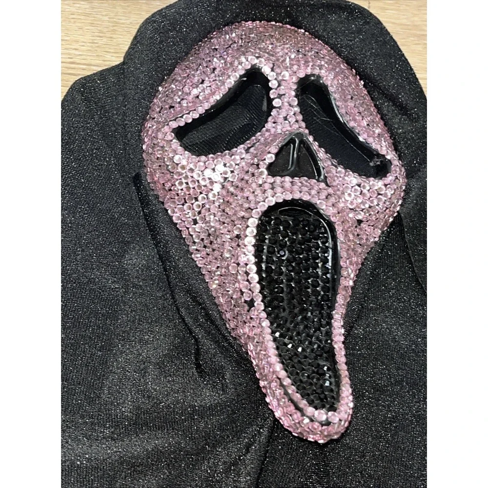 Spirit Ghost Face Pink Bedazzled Rhinestone Bling Full Mask SCREAM Halloween 🎃